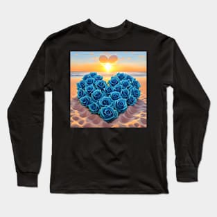 Hearts Of Love With Blue Roses At Sunset 5 Long Sleeve T-Shirt